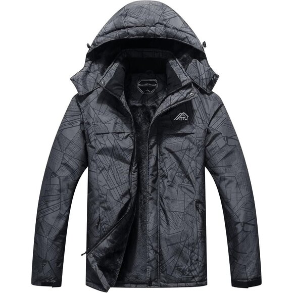 Men's Waterproof Ski Jacket Snowboarding Windbreaker Dark Gray City